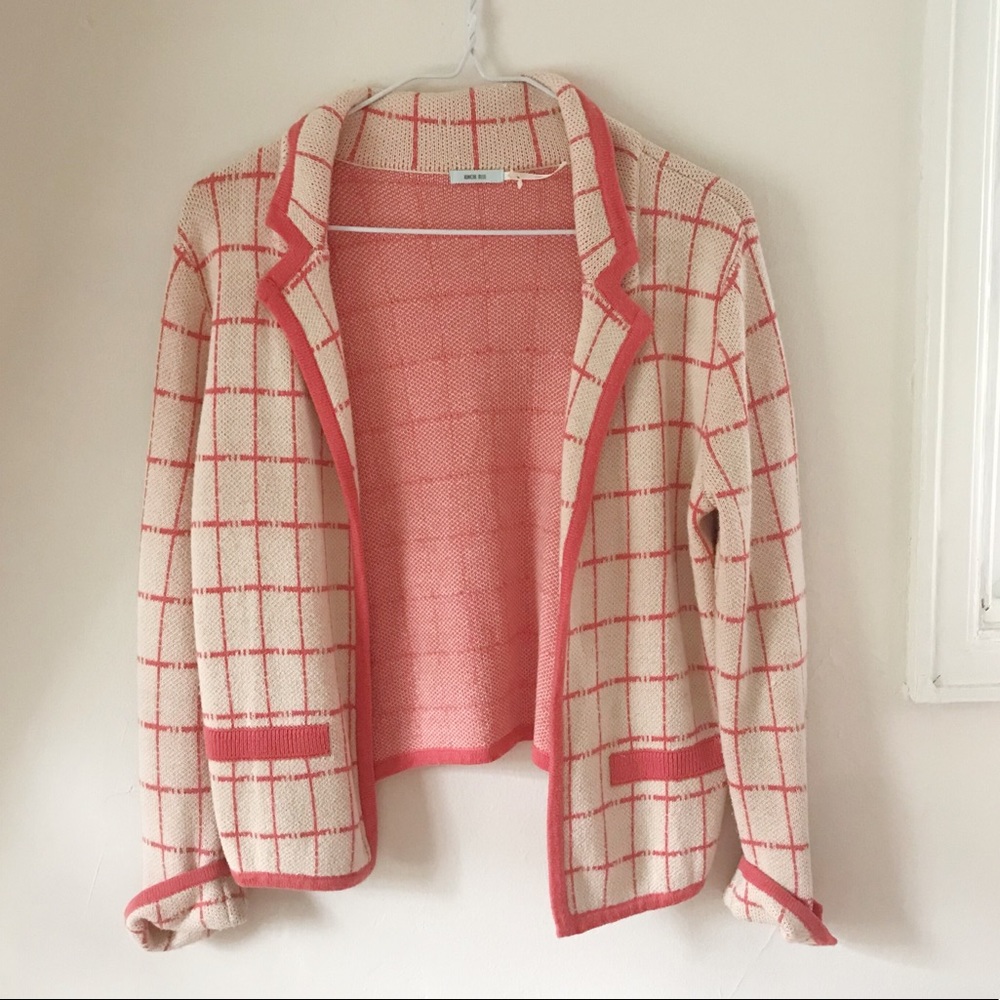 Soft tweed cropped open blazer